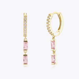 Zircon 925 Sterling Silver Drop Huggie Earrings