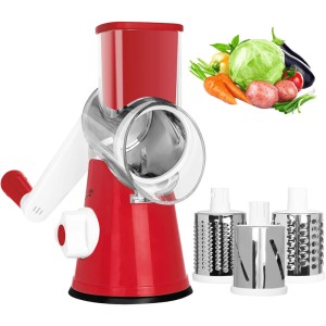 Rotary Cheese Grater with Handle & 3 blades - Vegetable Shredder